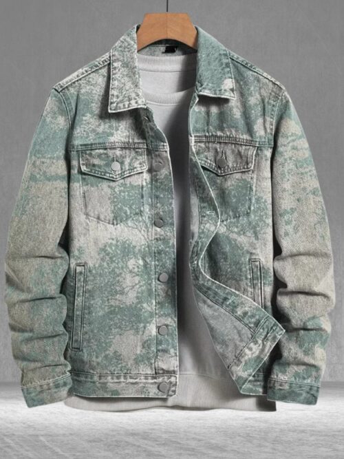 Ladies & Men’s Retro Denim Jacket | Light Green Art Print